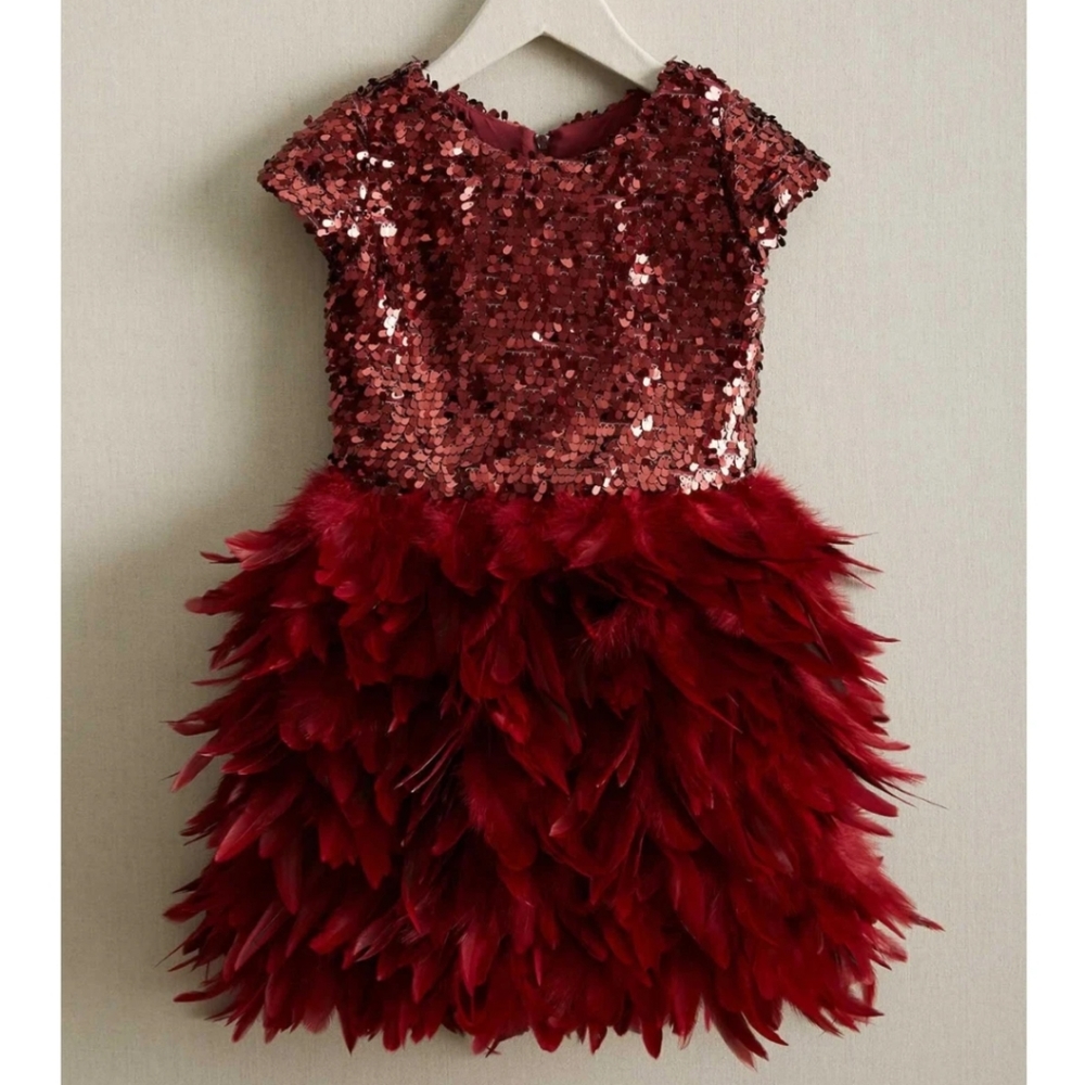 Chasing fireflies feather party dress 4 5 8 10 16 - Picture 6 of 17